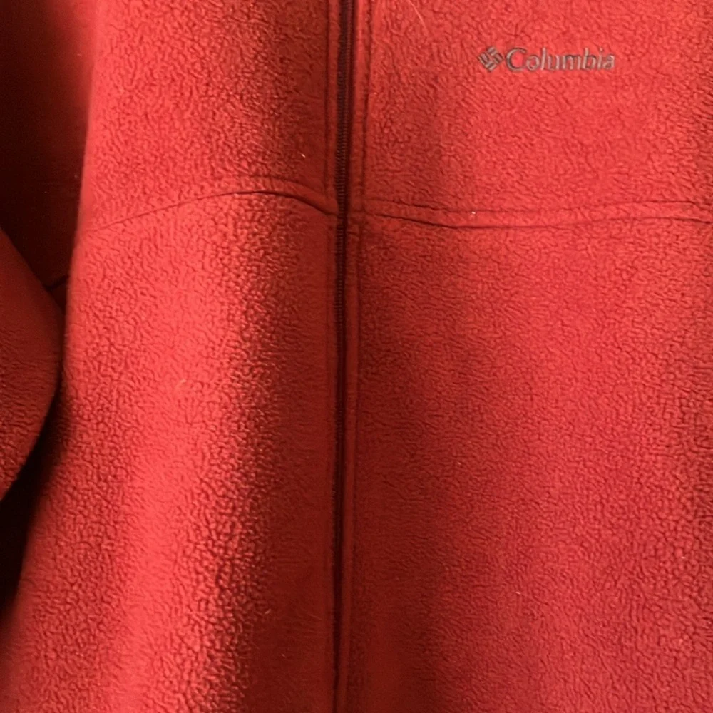 Columbia Men’s Red Fleece Full Zip Jacket w/Zippered Pockets Sz XL